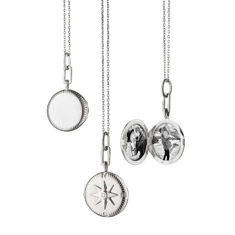 dainty ruby stacking rings "ADVENTURE" COMPASS LOCKET NECKLACE