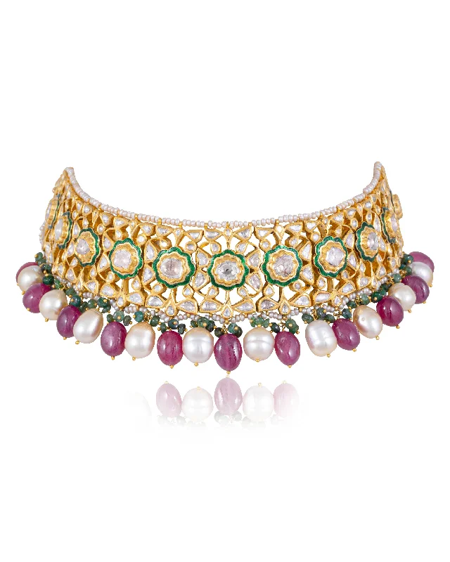 birthstone necklace for mom Afra Jadau Polki Choker