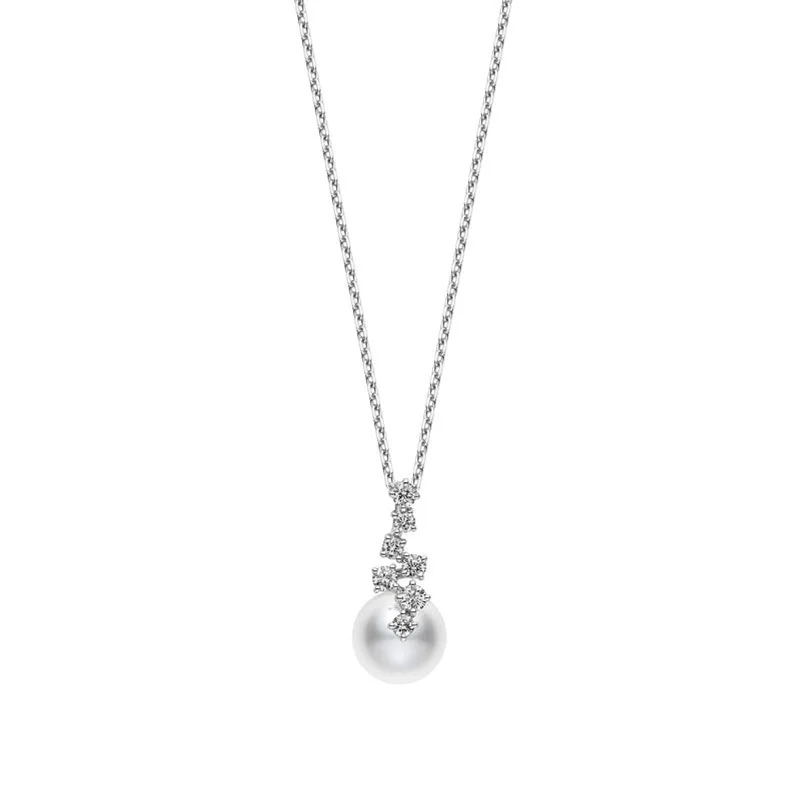 real jade bangle bracelet Akoya Cultured Pearl and Diamond Drop Pendant in 18K White Gold