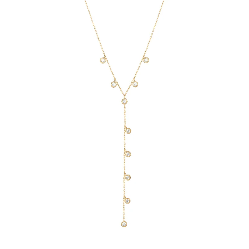 adjustable charm necklace Dangling Chain 18K Gold Necklace w. Diamonds