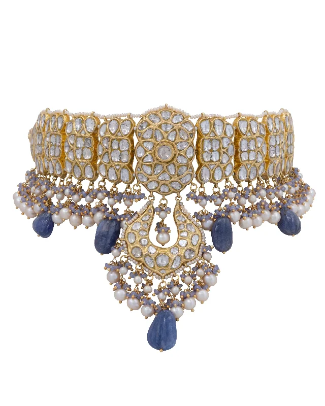 vintage-style diamond halo ring Aliza Polki Choker