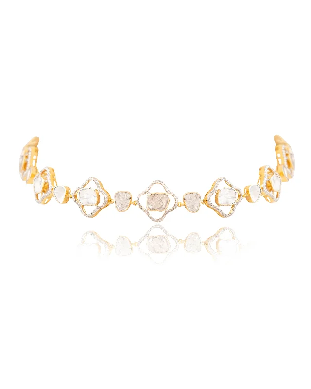 minimalist chain anklet gold Alveena Polki And Diamond Choker