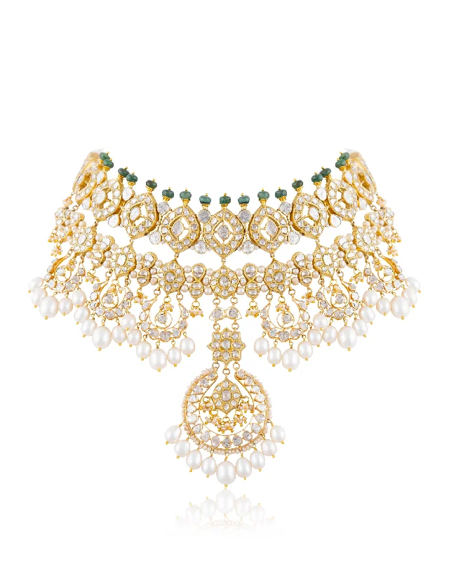 celestial sunburst ring gold Anaita Polki Necklace