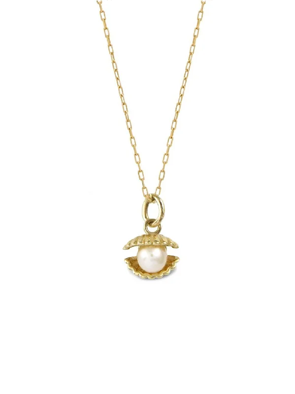 real opal engagement ring Venus Clam 14K Gold Necklace w. Pearl
