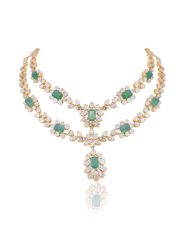 silver-plated bar necklace Aradhita Polki And Diamond Long Necklace
