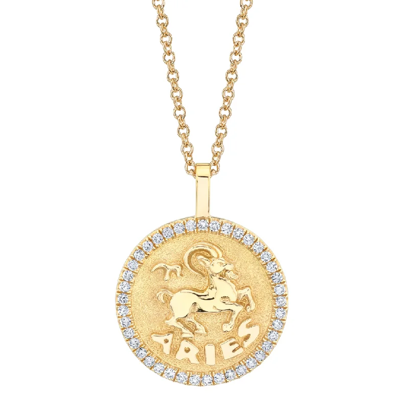 sapphire and diamond eternity ring Aries Zodiac Coin Pendant With Diamond Frame