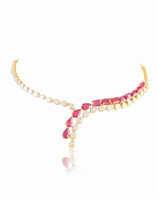 vintage flower brooch pin Aruna Polki And Diamond Necklace