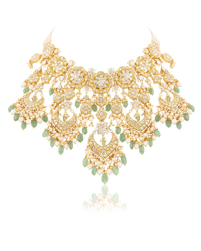 hammered gold disc necklace Ayesha Polki Necklace