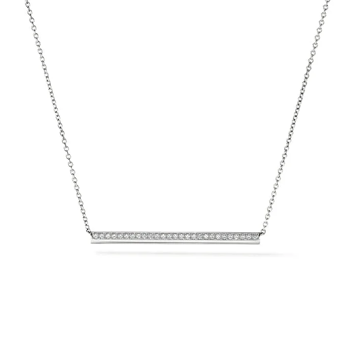 delicate gold band ring Barre Pavé Pendant Necklace