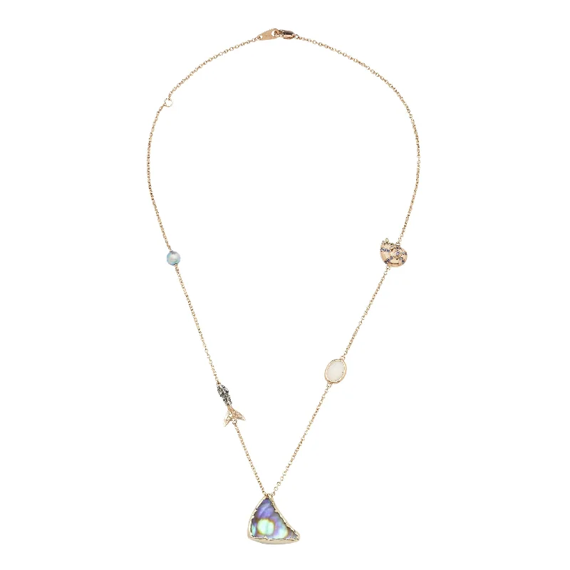 adjustable minimalist wave bracelet Fin Component 18K Rose Gold & White Gold Necklace w. Pearls
