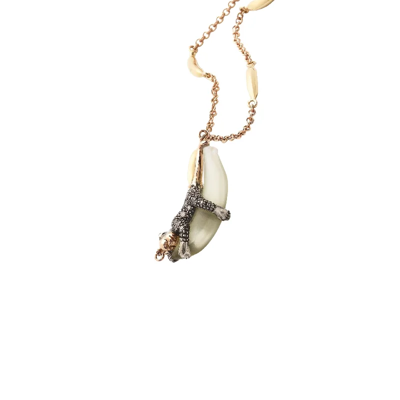 dainty snake ring gold Short Monkey On Banana 18K Gold & Silver Necklace w. Quartz