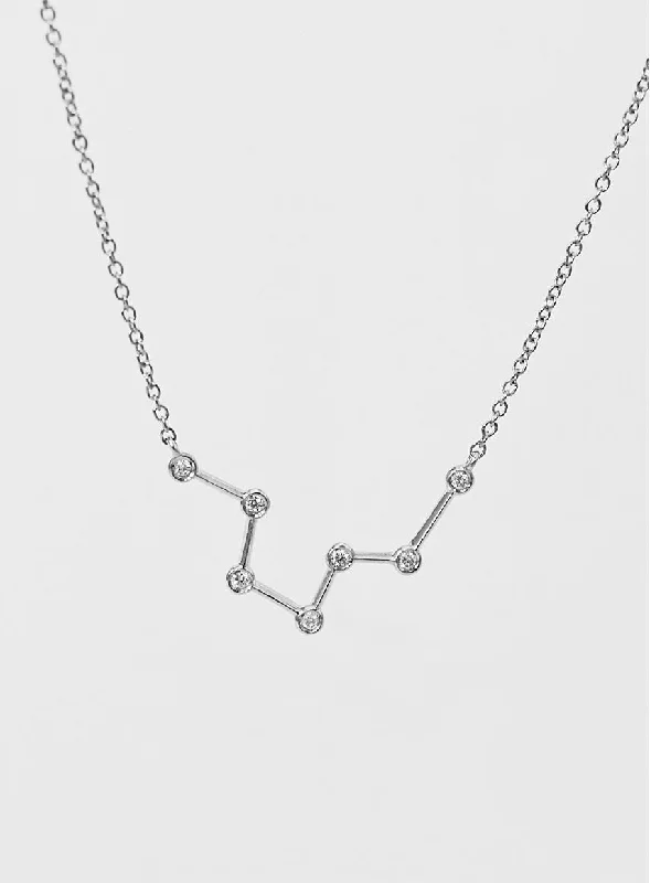 black pearl earrings classic Star Sign Aquarius 18K Whitegold Necklace w. Diamond