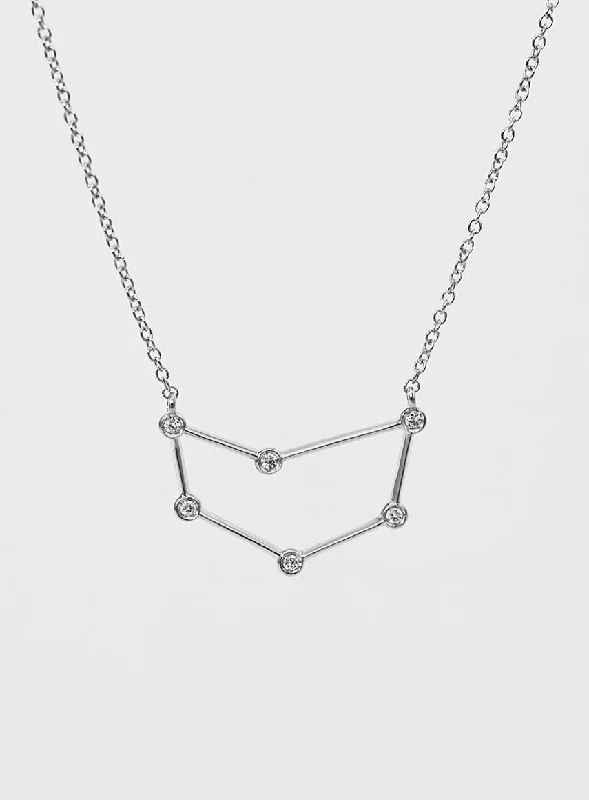 minimalist pearl pendant necklace Star Sign Capricorn 18K Whitegold Necklace w. Diamond