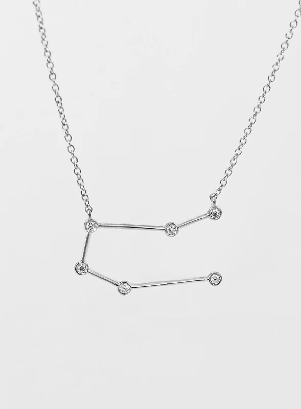 celestial moonstone ring gold Star Sign Gemini 18K Whitegold Necklace w. Diamond