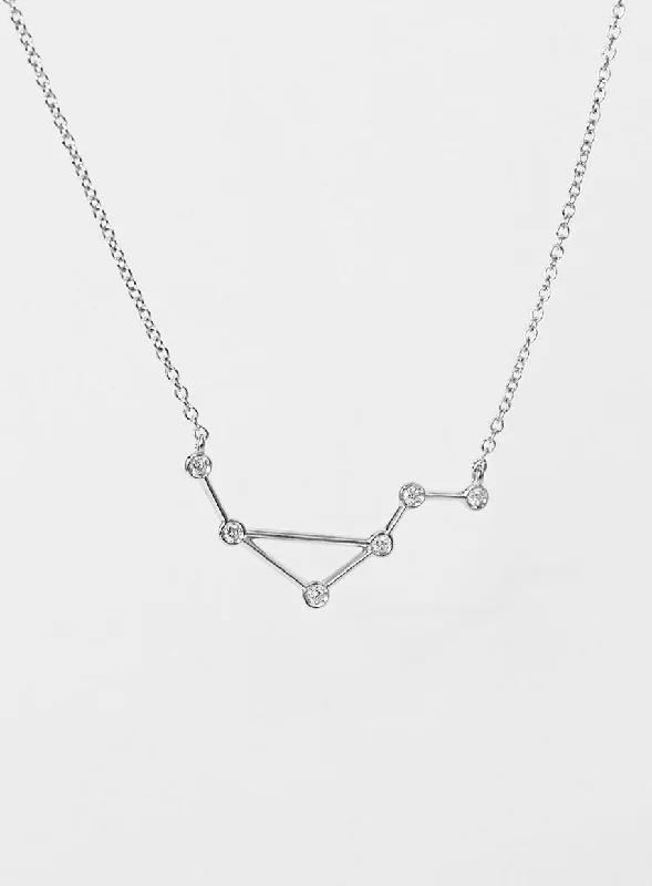 vintage filigree locket necklace Star Sign Libra 18K Whitegold Necklace w. Diamond