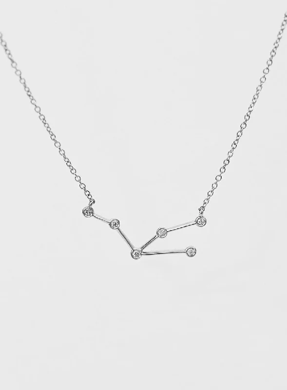 chunky chain necklace trendy Star Sign Taurus 18K Whitegold Necklace w. Diamond