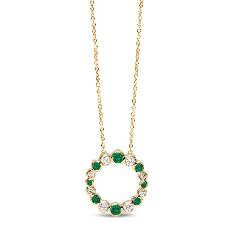 wedding band with diamonds Bubbly Continuity Emerald and Diamond Pendant