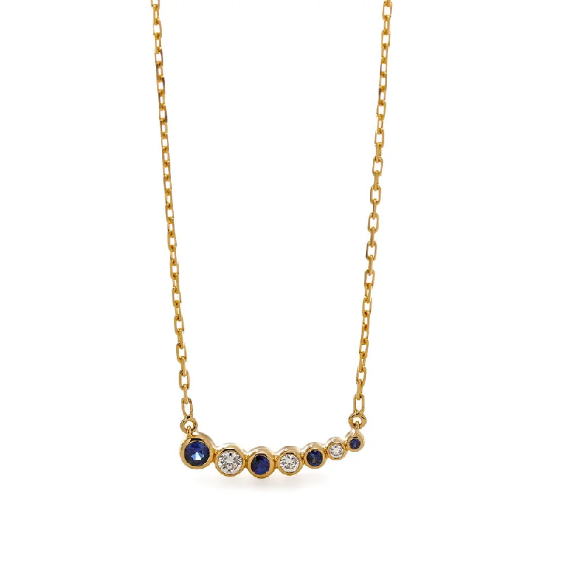 dainty gold chain ring Bubbly Curved Sapphire and Diamond Necklace