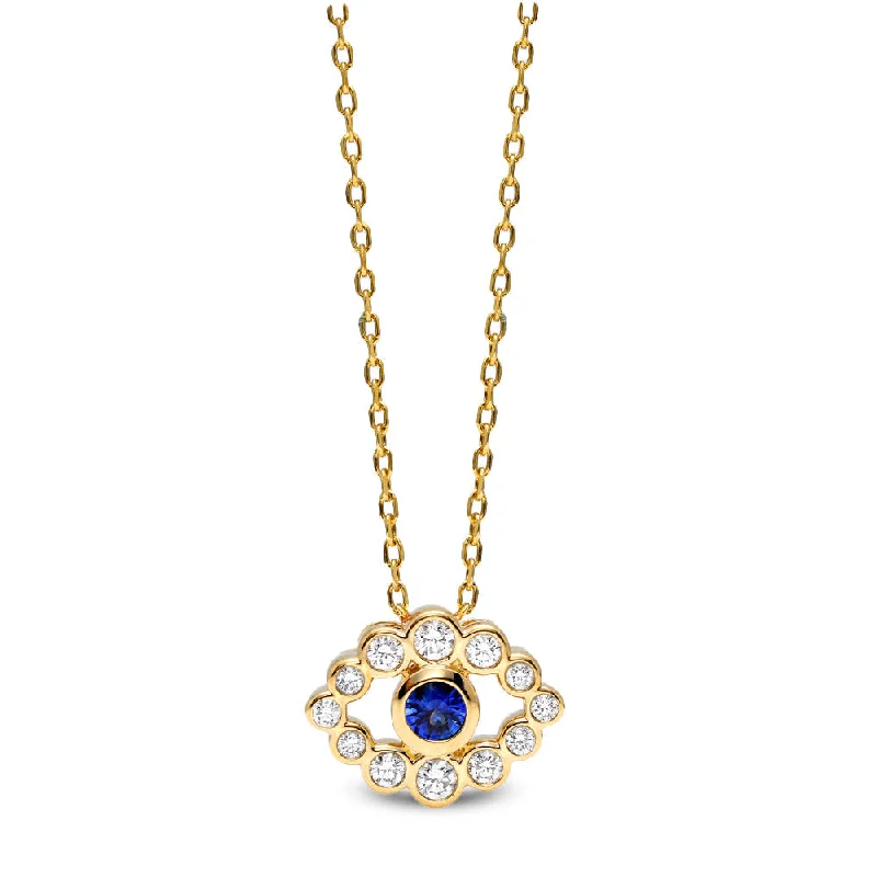 minimalist crystal quartz ring Bubbly Evil Eye Sapphire and Diamond Pendant