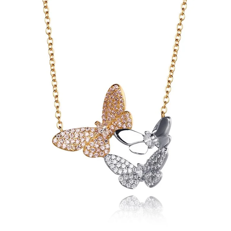 celestial moon and star bracelet Butterfly Garden Necklace: Two Tone Sterling Silver