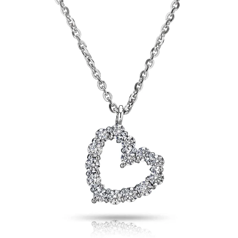 silver wedding band with engraving Signature 18K Palladium Diamond .50 ct Women's Heart Necklace with chain