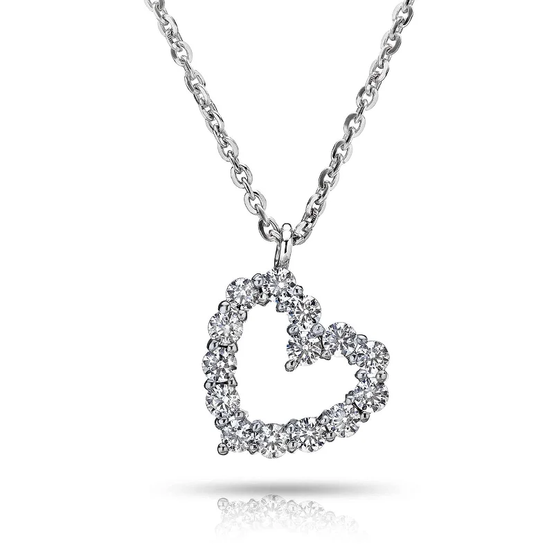 statement gold cuff earrings Signature 18K Rose Gold Diamond .49 ct Women's Heart Necklace with chain