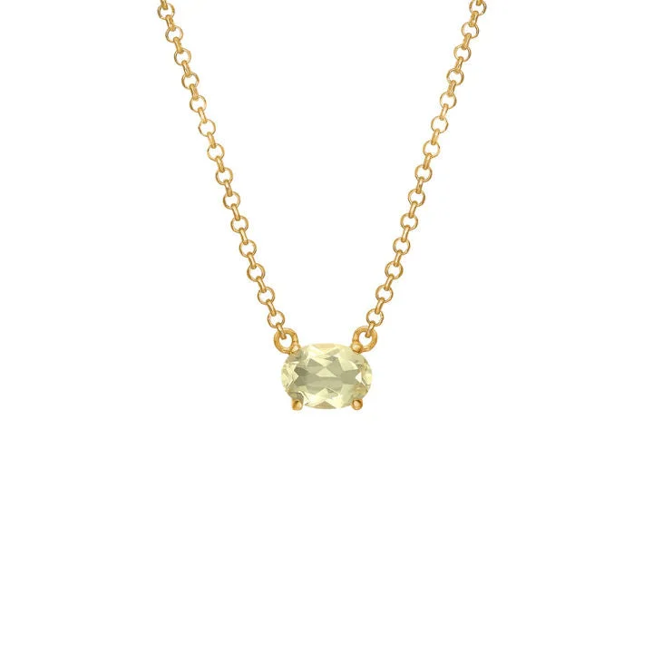 gemstone stacking rings colorful Chain 18K Gold Plated Necklace w. Quartz
