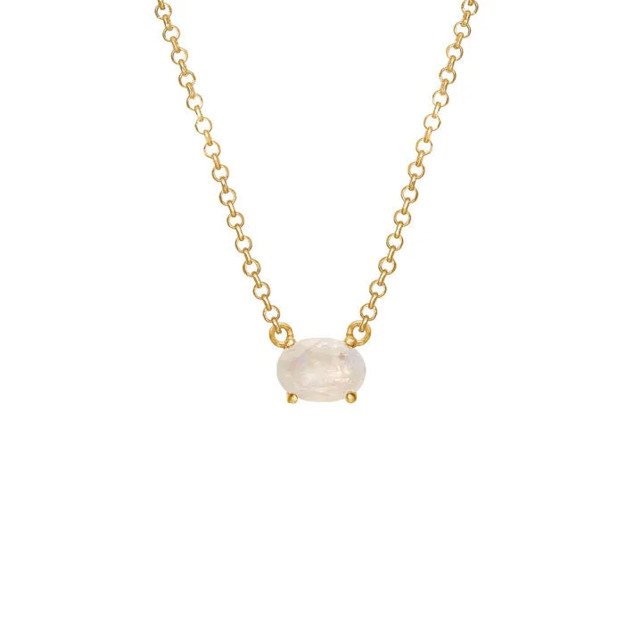 custom engraved infinity necklace Chain Rainbow 18K Gold Plated Necklace w. Moonstone