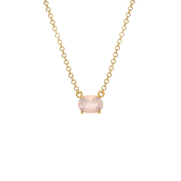 bezel set engagement ring modern Chain 18K Gold Plated Necklace w. Quartz