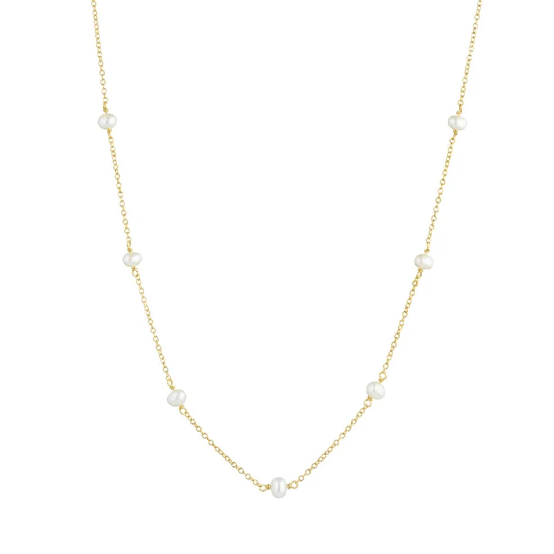 celestial crescent moon bracelet Purity 18K Gold Plated Necklace w. Pearls