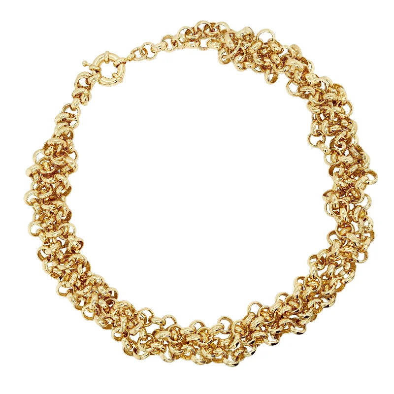 birthstone charm bracelet for mom Braided Link Chain Gold Plated Necklace