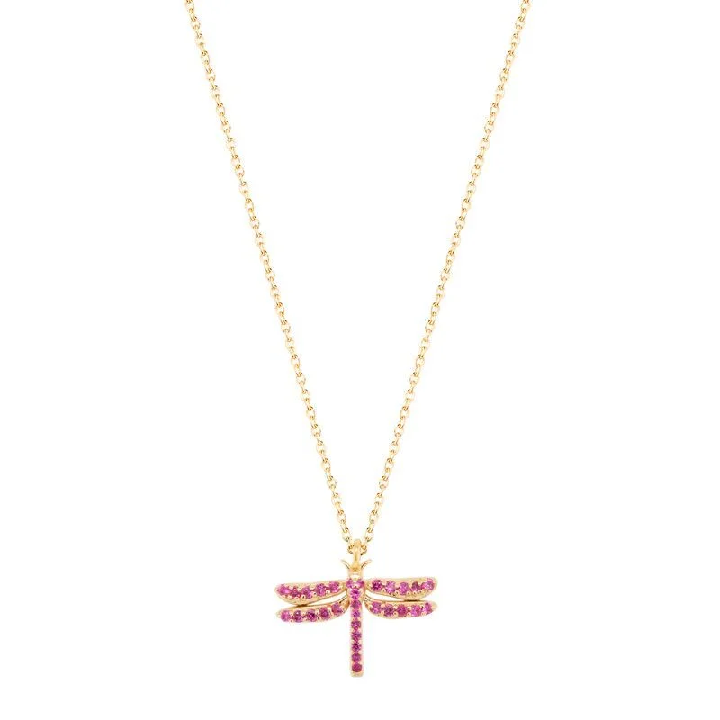 silver infinity knot ring Dragonfly 18K Gold Plated Necklace w. Ruby