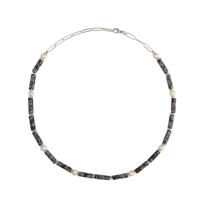 sapphire and diamond eternity ring Obsidian Silver Necklace w. Pearls