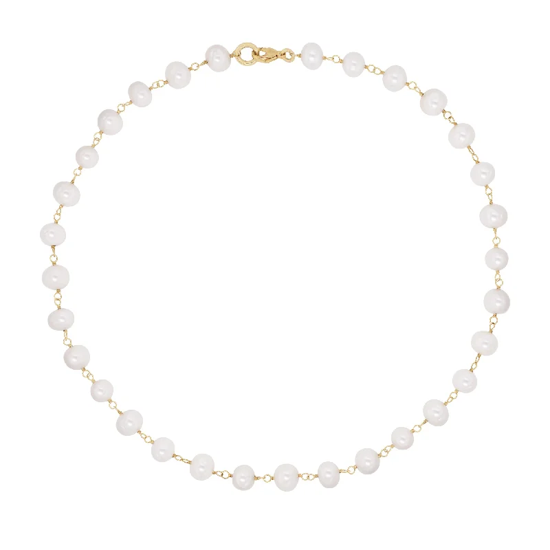 cubic zirconia eternity necklace Pearls Choker Gold Plated Necklace w. Pearls