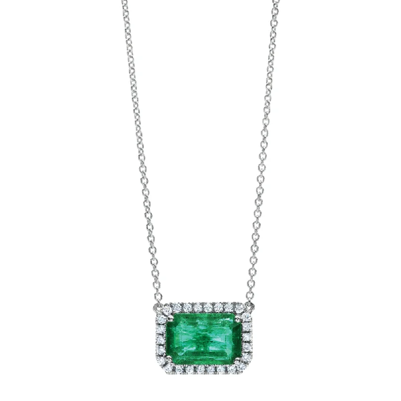 cubic zirconia tennis necklace 18K White Gold Necklace Emerald/Diamonds, 2.54/0.21 CTTW cubic zirconia tennis necklace 18K White Gold Necklace Emerald/Diamonds, 2.54/0.21 CTTW