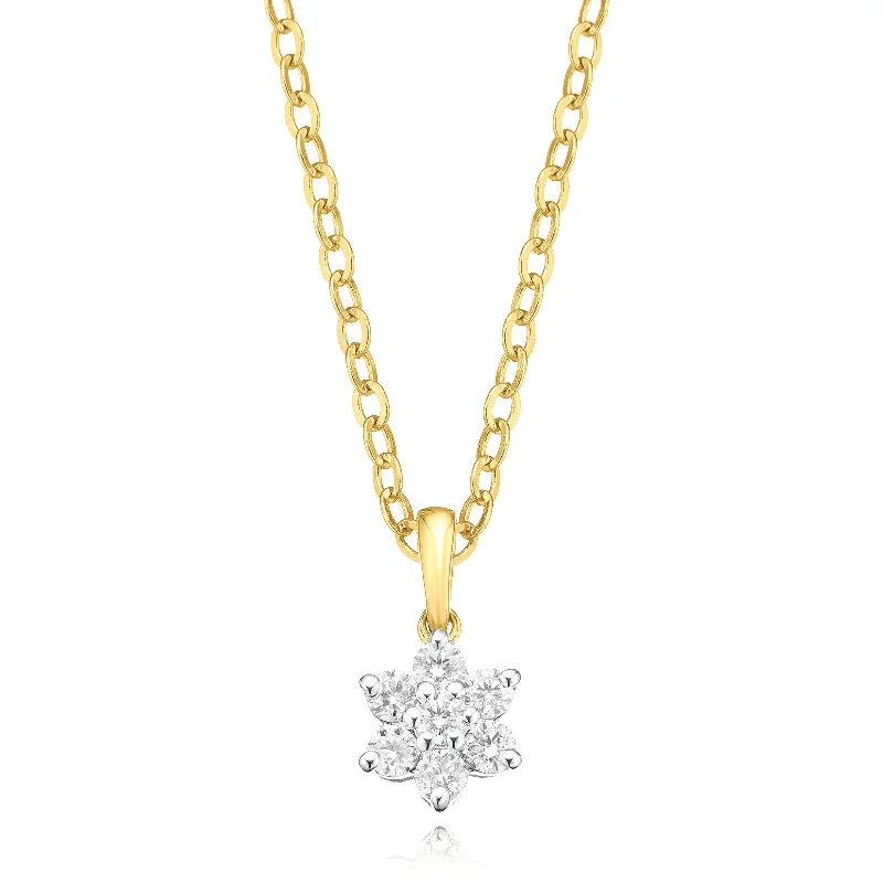 bohemian gemstone choker Celebration 9ct Yellow Gold with Round Brilliant Cut 1/4 CARAT tw of Lab Grown Diamond Pendant