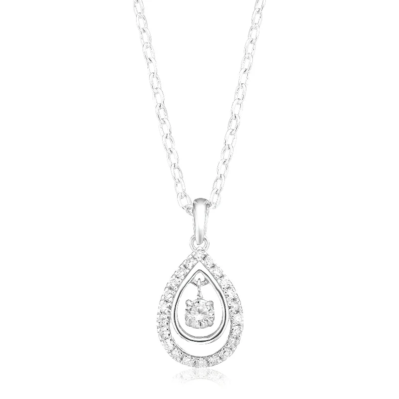 sapphire princess cut ring Celebration Sterling Silver with Round Brilliant Cut 1/4 CARAT tw of Lab Grown Diamonds Pendant