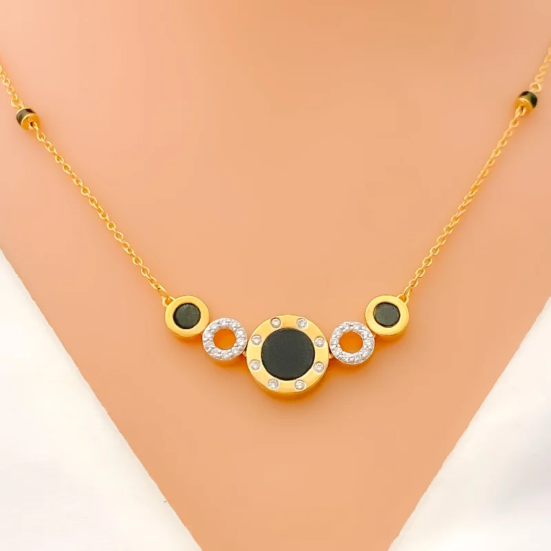 round-cut blue sapphire earrings Charming Circular Diamond + 18k Gold Mangal Sutra