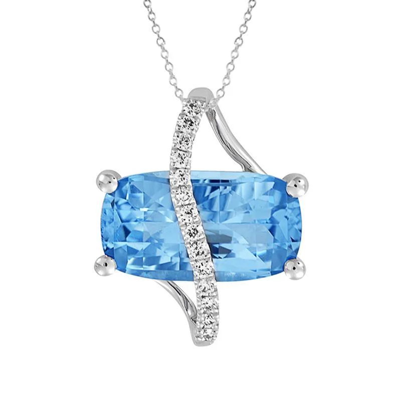 antique silver charm bracelet CHATHAM LAB GROWN AQUAMARINE  AND DIAMOND NECKLACE