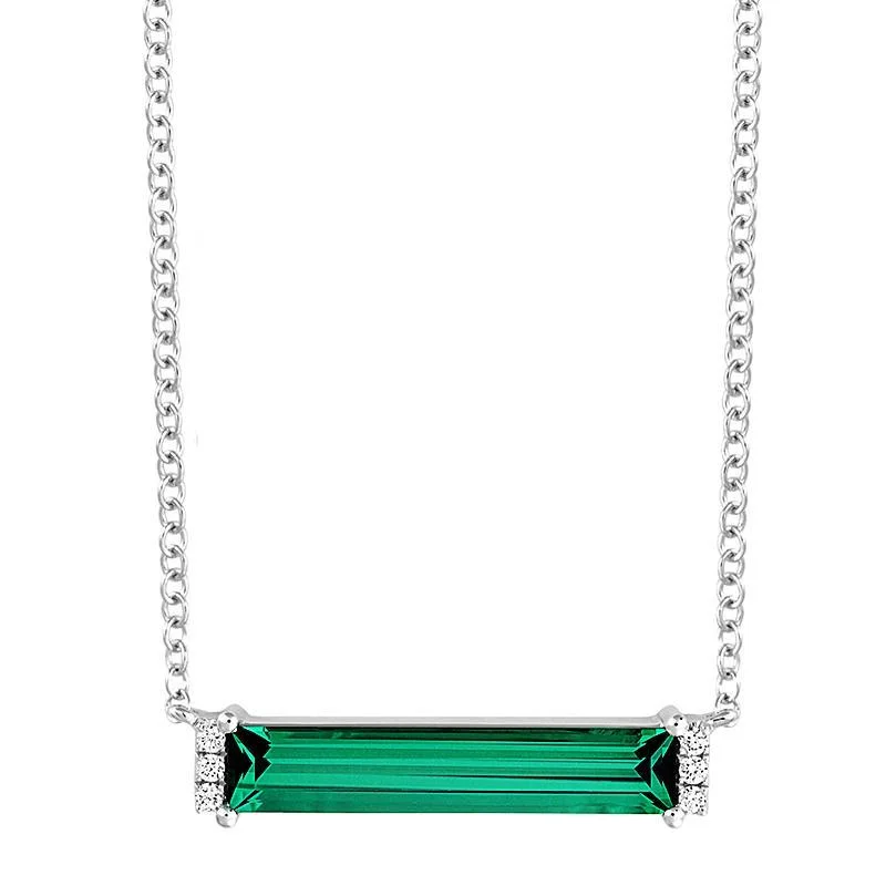 crystal-studded gold ring CHATHAM LAB GROWN BAGUETTE CUT EMERALD AND DIAMOND NECKLACE