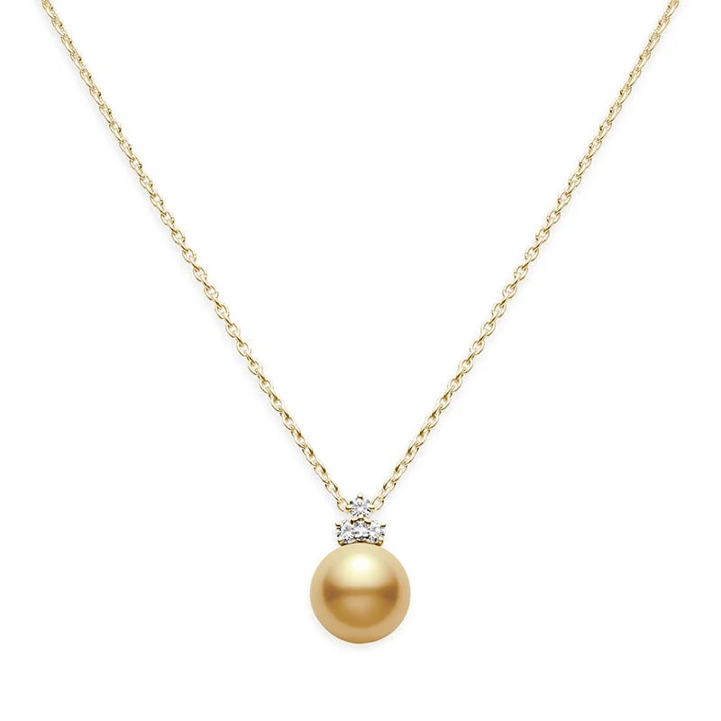 luxury emerald ring platinum Classic Golden South Sea Cultured Pearl Pendant in 18K Yellow Gold with Diamond