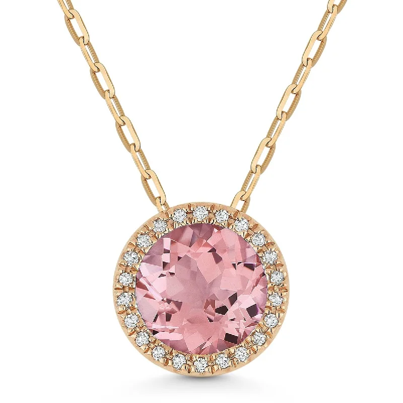 vintage art deco bracelet CLASSIC ROSE GOLD AND LAB GROWN MORGANITE NECKLACE, .05 CT TW