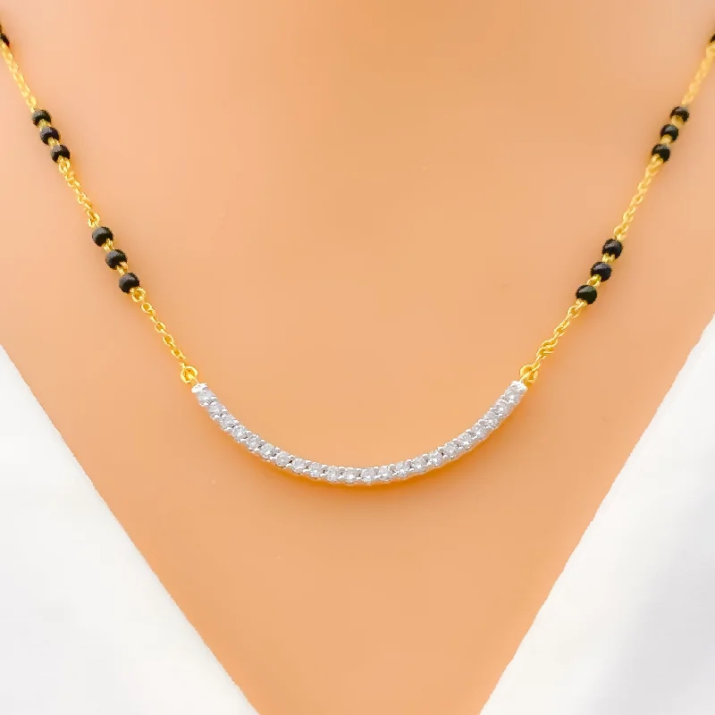 real zircon gemstone bracelet Classy Curved Line Diamond + 18k Gold Mangal Sutra