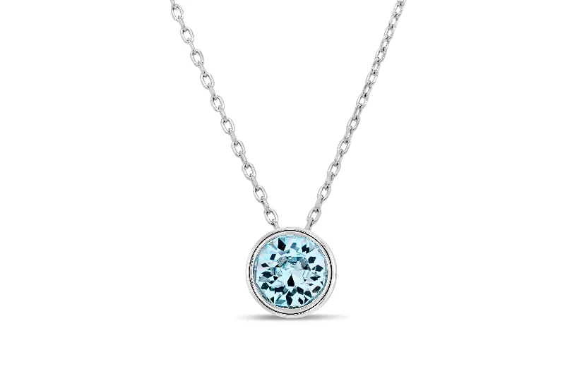 gold medallion pendant necklace Sterling Silver Crystal Drop Necklace: Aqua