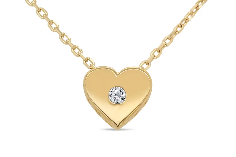 minimalist wedding band set CZ Heart Necklace