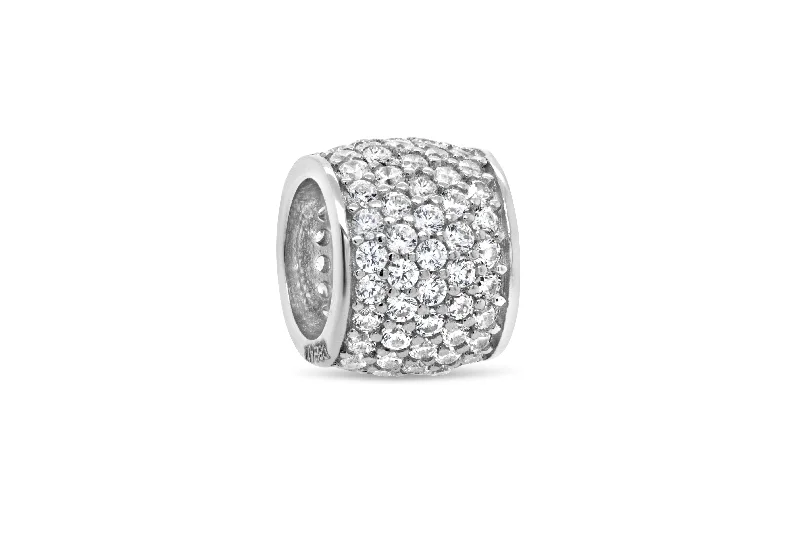 silver hoop earrings small CZ Slider Pendant: White Gold