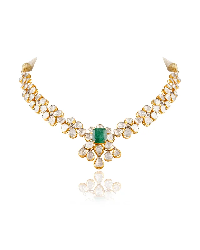 celestial star earrings stud Dakshina Polki And Diamond Necklace