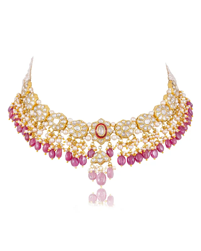 simple gold hoop earrings Depali Polki Necklace