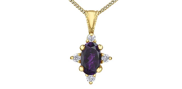 amethyst healing crystal necklace Yellow Gold Diamond & Amethyst Gemstone Necklace