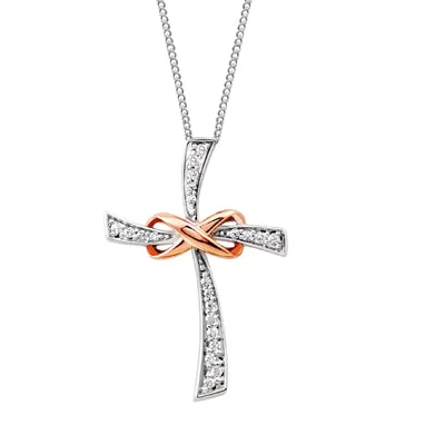 minimalist clover charm bracelet Infinite Faith Two-Tone Diamond Cross Necklace